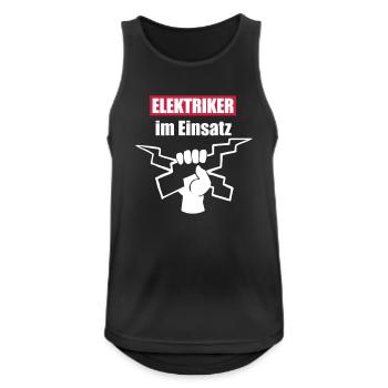 Elektriker, im Einsatz, Farben editierbar - Männer Tank Top atmungsaktiv - Schwarz - Vorne - Nick (188cm)