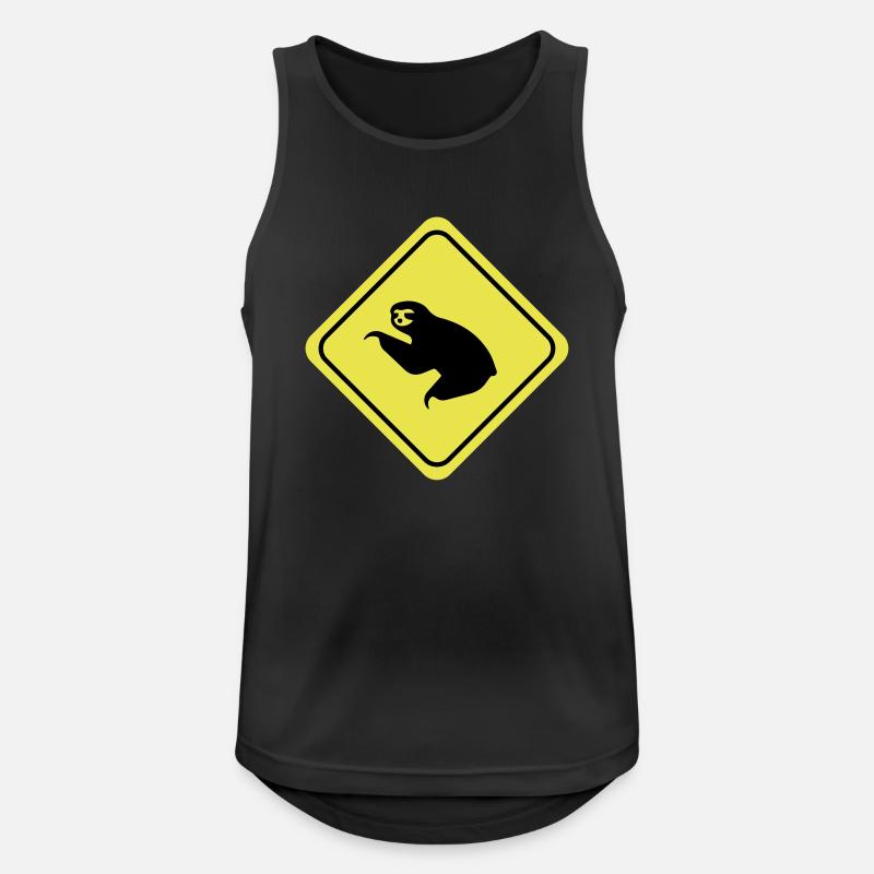 Sloth Warning - Männer Tank Top atmungsaktiv - Schwarz