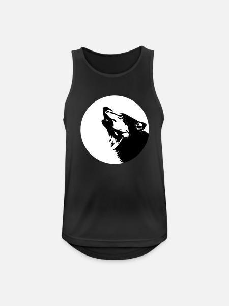 Wolf - Männer Tank Top atmungsaktiv - Schwarz