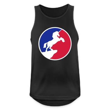 sport rouge bleu logo cool silhouette nuit falaise m - Débardeur respirant Homme - noir - Devant - Nick (188cm)