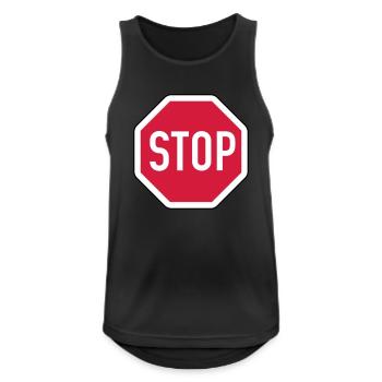 Stop - Männer Tank Top atmungsaktiv - Schwarz - Vorne - Nick (188cm)
