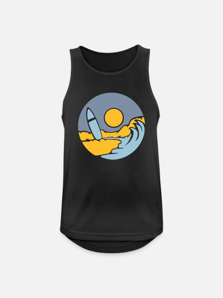 County Beach Surfboard - Men's Breathable Tank Top - black