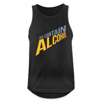 May contain alcohol Text - Men's Breathable Tank Top - black - Front - Nick (188cm)