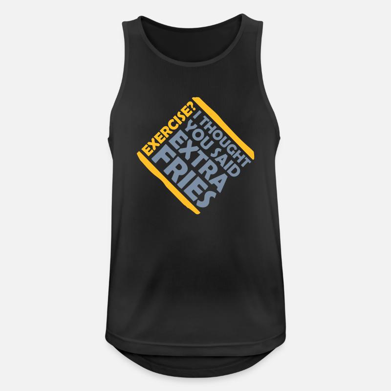 Exercise Extra Fries Quote - Men's Breathable Tank Top - black
