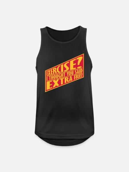 Exercise Extra Fries Quote - Men's Breathable Tank Top - black