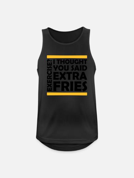Exercise Extra Fries Quote - Men's Breathable Tank Top - black