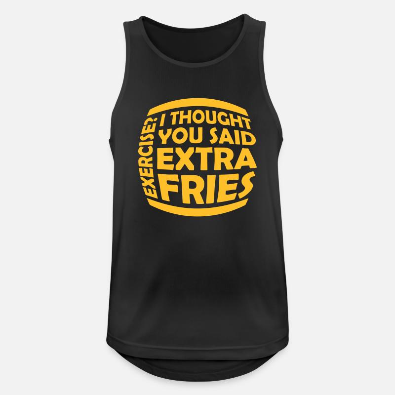 Exercise Extra Fries Zitat - Männer Tank Top atmungsaktiv - Schwarz