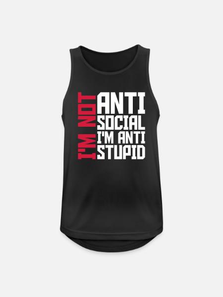 pas antisocial anti-stupide - Débardeur respirant Homme - noir