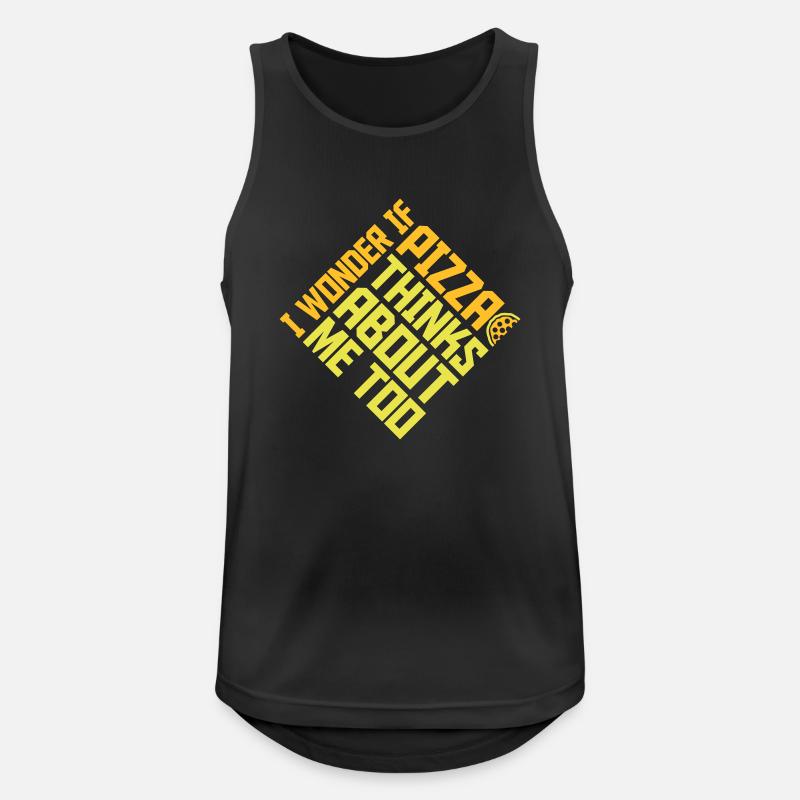 pizza thinks about me - Men's Breathable Tank Top - black