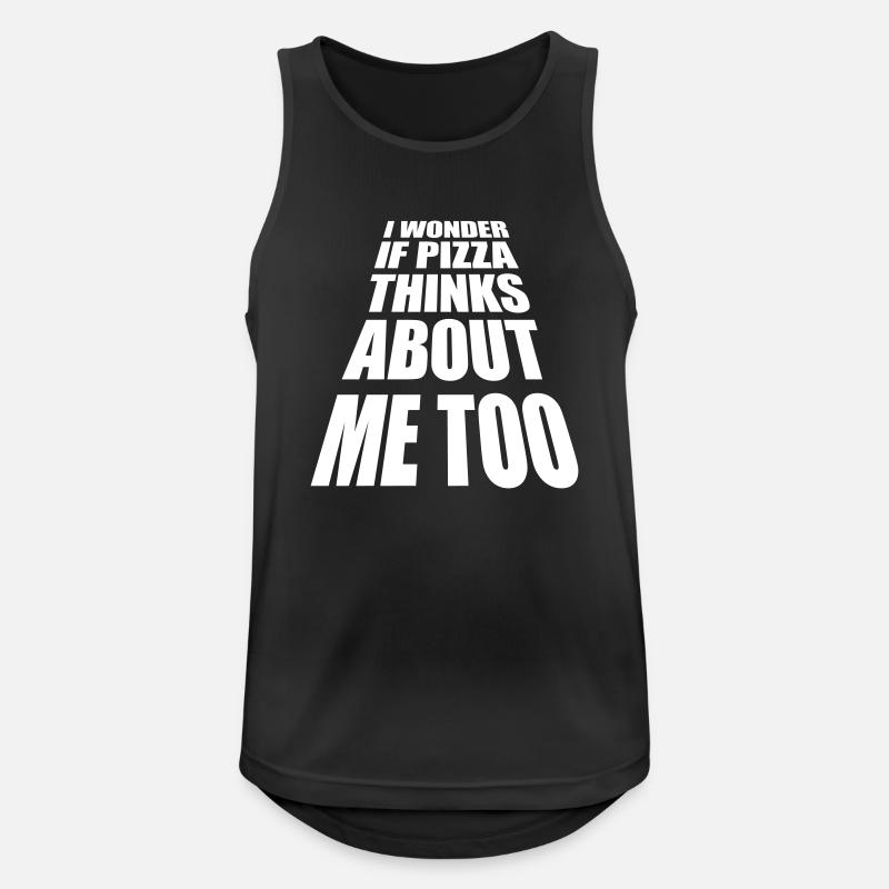 pizza thinks about me - Männer Tank Top atmungsaktiv - Schwarz