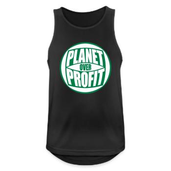 planet over profit Zitat - Männer Tank Top atmungsaktiv - Schwarz - Vorne - Nick (188cm)
