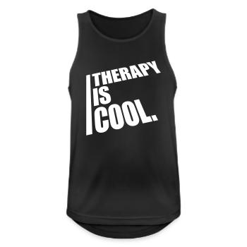 therapy is cool Zitat - Männer Tank Top atmungsaktiv - Schwarz - Vorne - Nick (188cm)