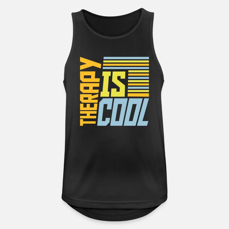therapy is cool Zitat - Männer Tank Top atmungsaktiv - Schwarz