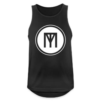 Logo TM MT avec cercle annulaire inversé - Débardeur respirant Homme - noir - Devant - Nick (188cm)