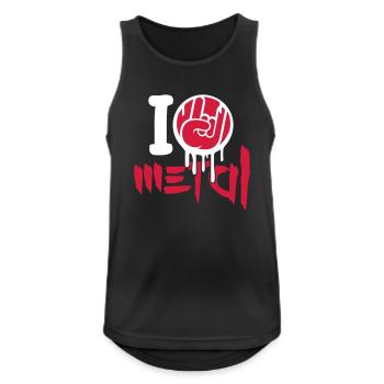 I Love Heavy Metal Hard Rock Music Hand Gesture Heart - Men's Breathable Tank Top - black - Front - Nick (188cm)