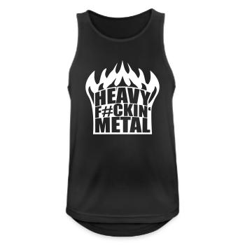 Heavy F#ckin' Metal Hard Rock Cornes Feu Flammes - Débardeur respirant Homme - noir - Devant - Nick (188cm)