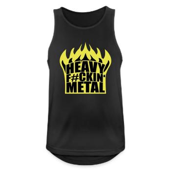 Heavy F#ckin' Metal Hard Rock Music Fire Flames - Men's Breathable Tank Top - black - Front - Nick (188cm)
