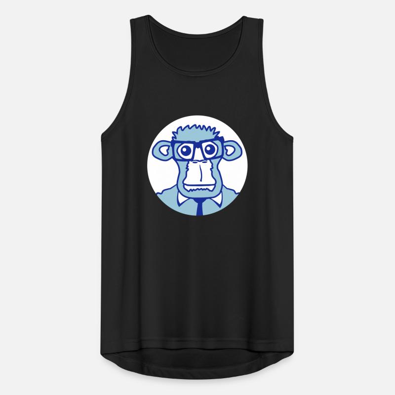 Smart Nerd Monkey Head Horn-Rimmed Glasses Geek Face Men's Breathable Tank Top