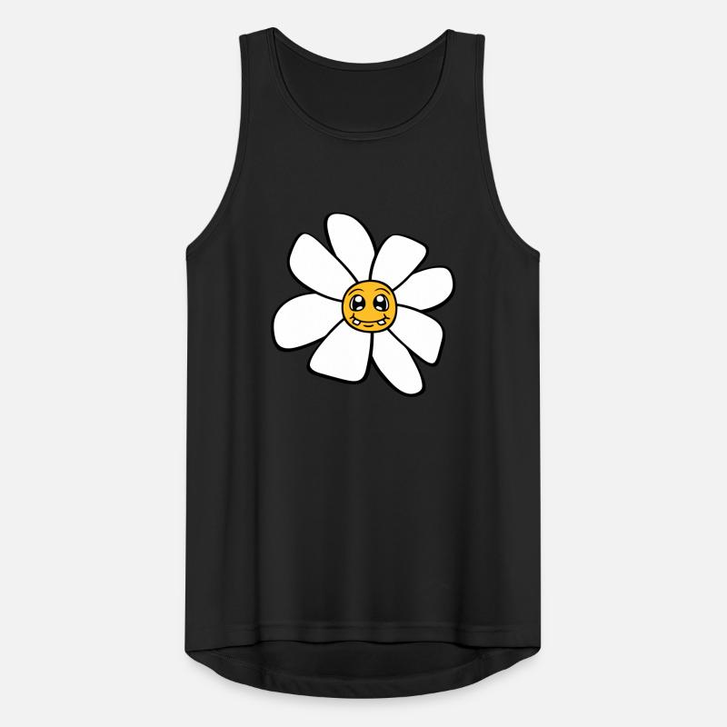 Petit drôle de fleur heureuse visage dessin animé Débardeur respirant Homme