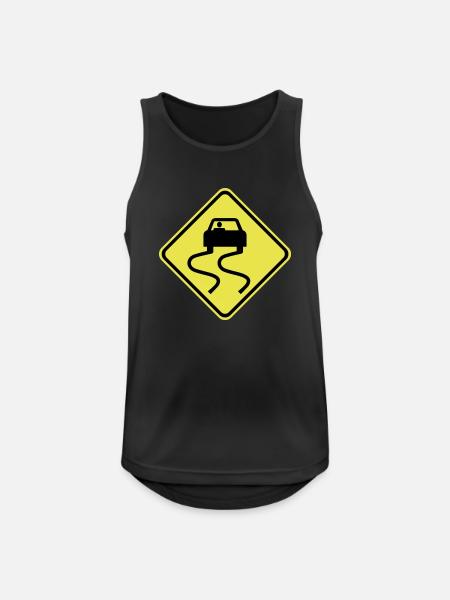Slippery Road Sign - Men's Breathable Tank Top - black