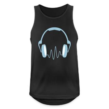 Kopfhörer Musik - headset sound - Männer Tank Top atmungsaktiv - Schwarz - Vorne - Nick (188cm)
