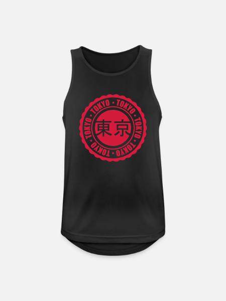 Red Tokyo stamp - Men's Breathable Tank Top - black
