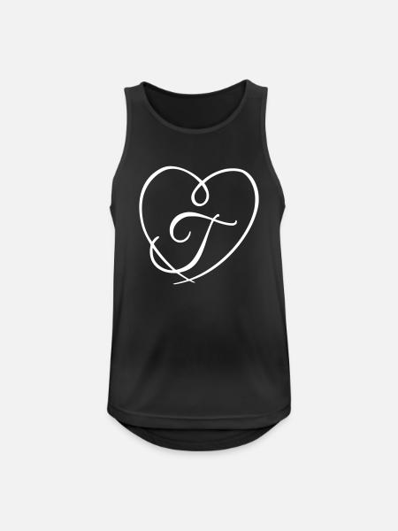 Letter T Calligraphy Heart - Men's Breathable Tank Top - black