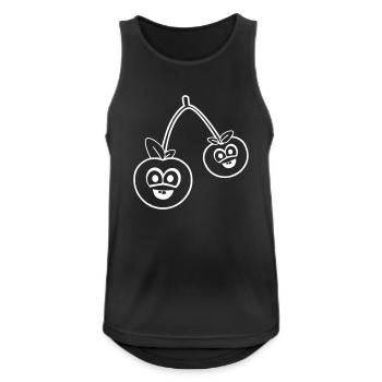 kirschen - Männer Tank Top atmungsaktiv - Schwarz - Vorne - Nick (188cm)
