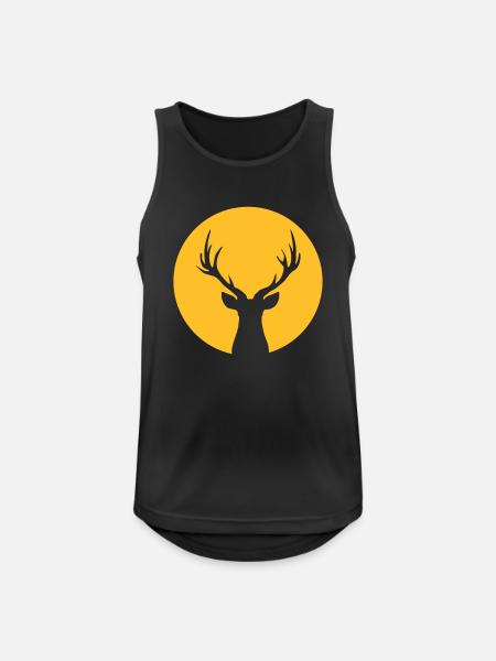 Deer In Moonlight Front - Männer Tank Top atmungsaktiv - Schwarz