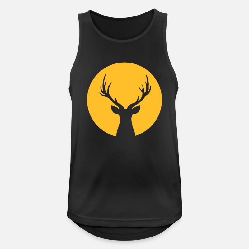 Deer In Moonlight Front - Männer Tank Top atmungsaktiv - Schwarz
