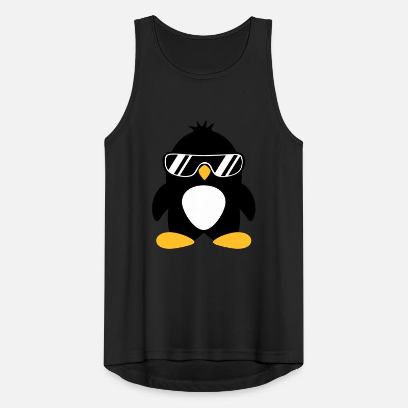 Cooler süßer Chef Pinguin Vogel mit Sonnenbrille Männer Tank Top atmungsaktiv