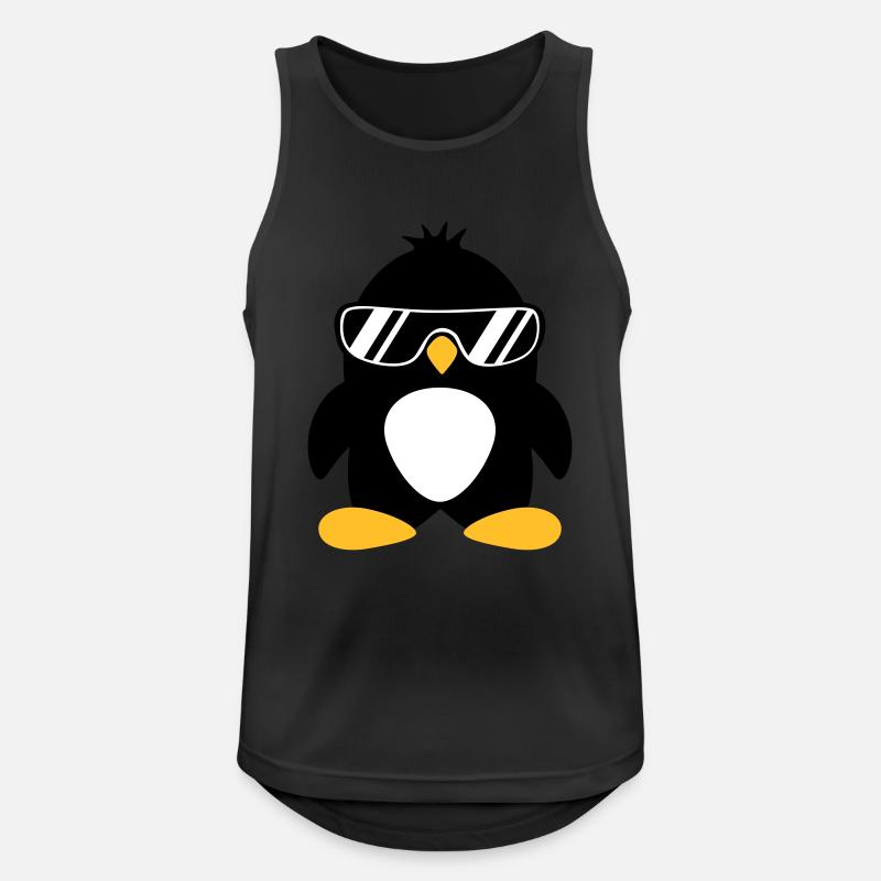 Cool cute chef penguin bird with sunglasses - Men's Breathable Tank Top - black