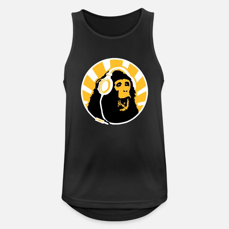 Monkey with Headphones - Men's Breathable Tank Top - black
