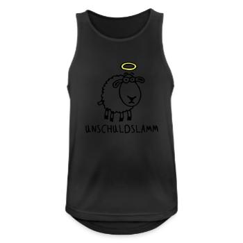 unschuldslamm_042012_c_2c - Männer Tank Top atmungsaktiv - Schwarz - Vorne - Nick (188cm)