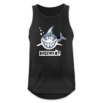 Kuschel Hai - Free Hugs - Gratis Umarmung - 3C - Männer Tank Top atmungsaktiv - Schwarz - Vorne - Nick (188cm)