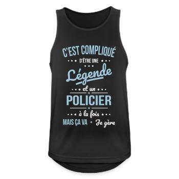 Compliqué d'être une légende et un policier - Débardeur respirant Homme - noir - Devant - Nick (188cm)