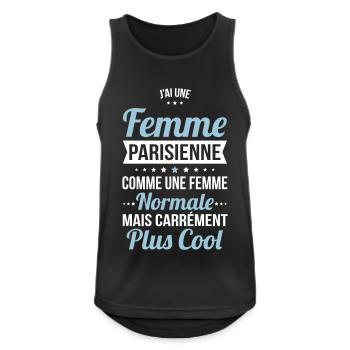 J'ai une femme Parisienne plus cool - Débardeur respirant Homme - noir - Devant - Nick (188cm)