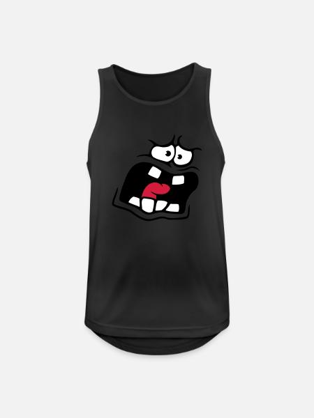 Screaming Anxious Comic Cartoon Face - Men's Breathable Tank Top - black