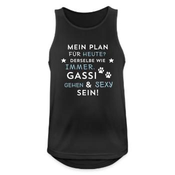 Gassi gehen - Männer Tank Top atmungsaktiv - Schwarz - Vorne - Nick (188cm)