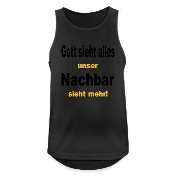 gott sieht alles - Männer Tank Top atmungsaktiv - Schwarz - Vorne - Nick (188cm)