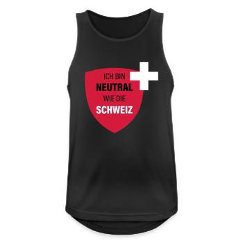 Neutral wie die Schweiz - Männer Tank Top atmungsaktiv - Schwarz - Vorne - Nick (188cm)