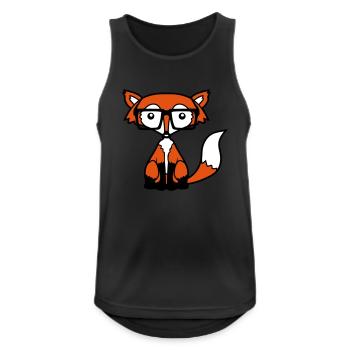 Nerd Fuchs Design - Männer Tank Top atmungsaktiv - Schwarz - Vorne - Nick (188cm)