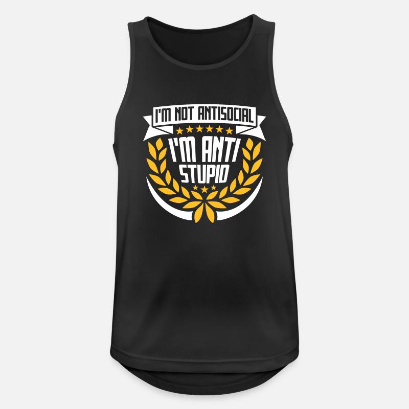 not antisocial anti stupid - Männer Tank Top atmungsaktiv - Schwarz