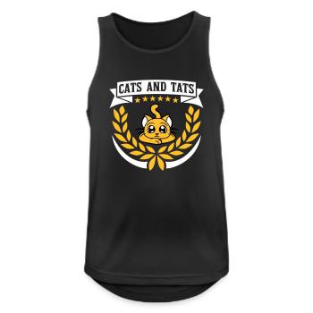 cats and tats Zitat - Männer Tank Top atmungsaktiv - Schwarz - Vorne - Nick (188cm)