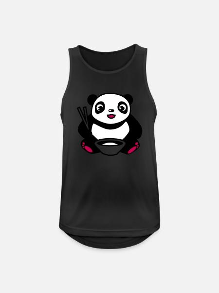 Baby Panda na jedzenia ryżu pałeczkami - Tank top męski oddychający - czarny