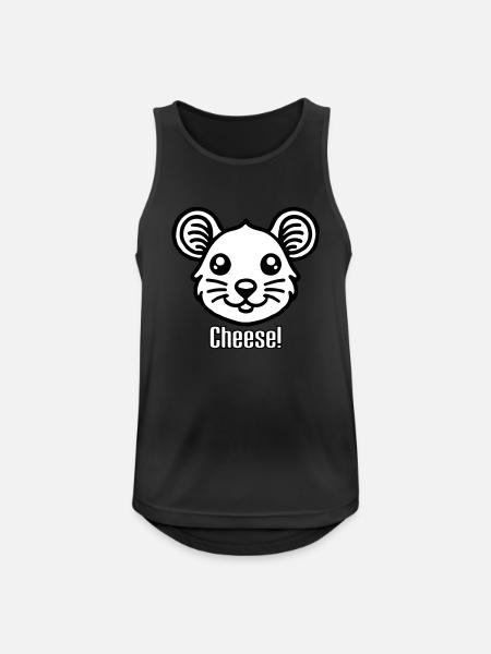 Cute looking Mouse - "Cheese" Design - Men's Breathable Tank Top - black
