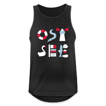 Ostsee - Männer Tank Top atmungsaktiv - Schwarz - Vorne - Nick (188cm)
