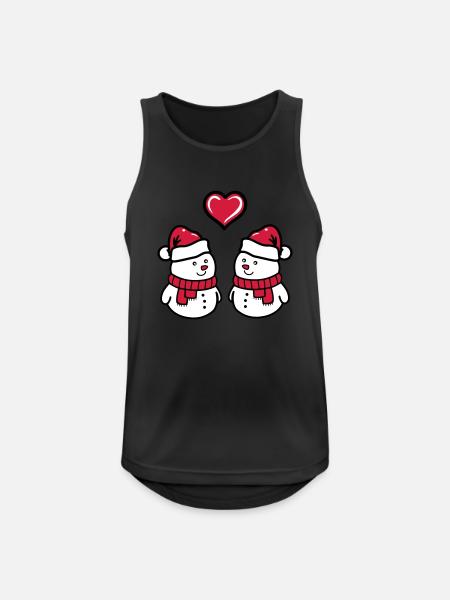 Schneemann love - Männer Tank Top atmungsaktiv - Schwarz
