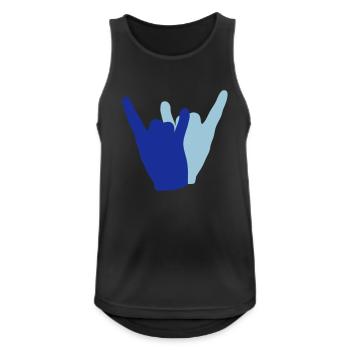 Deux Heavy Metal Hard Rock Cornes Doigt Geste de la Main - Débardeur respirant Homme - noir - Devant - Nick (188cm)