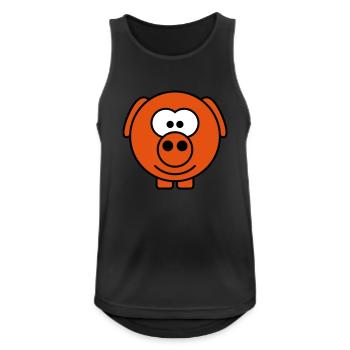 Cute cartoon comic pig peeps friendly - Men's Breathable Tank Top - black - Front - Nick (188cm)